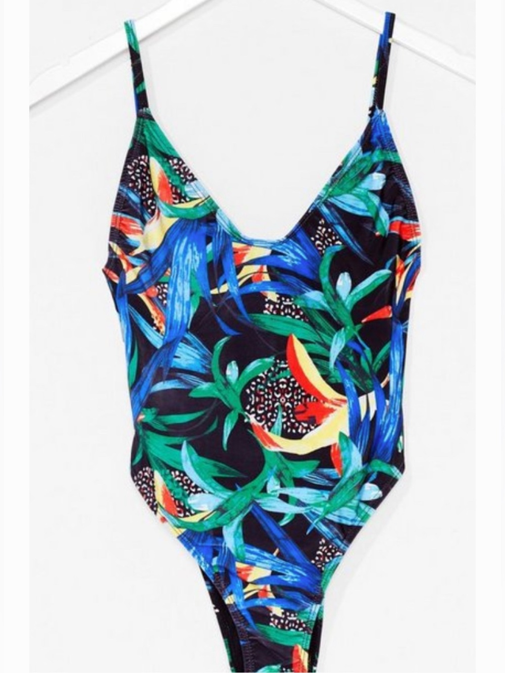 NWT Nasty Gal Basic 90s Print Strappy Swimsuit